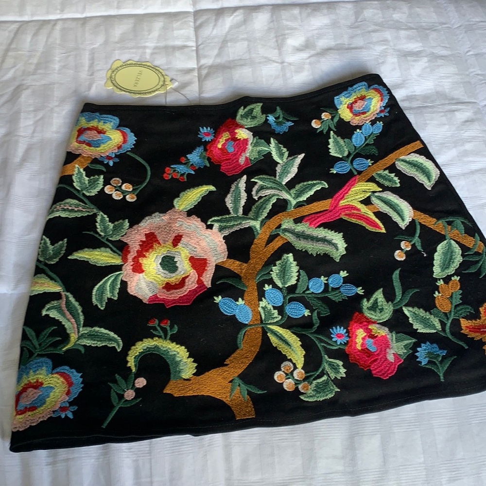 Black Mini Embroidered Skirt